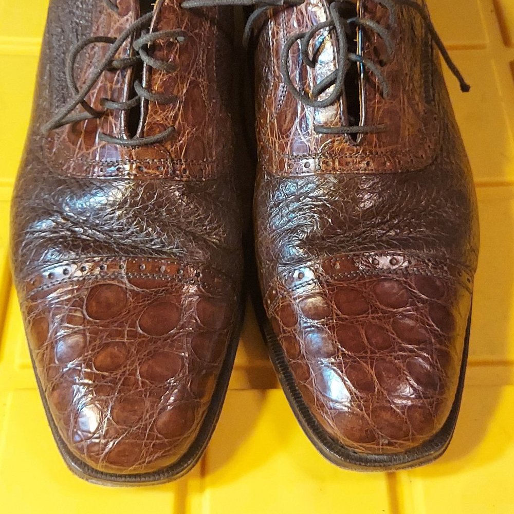 Andrea Crocodile Lace Up in Cognac by Zelli Italia